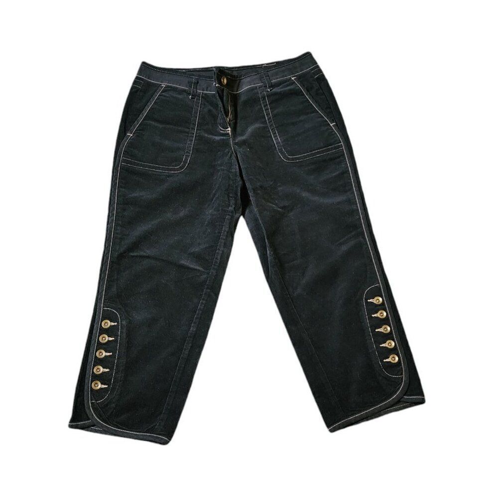 Vintage Y2K Ann Taylor Loft Straight Leg Corduroy Pants Womens Size 14 Black